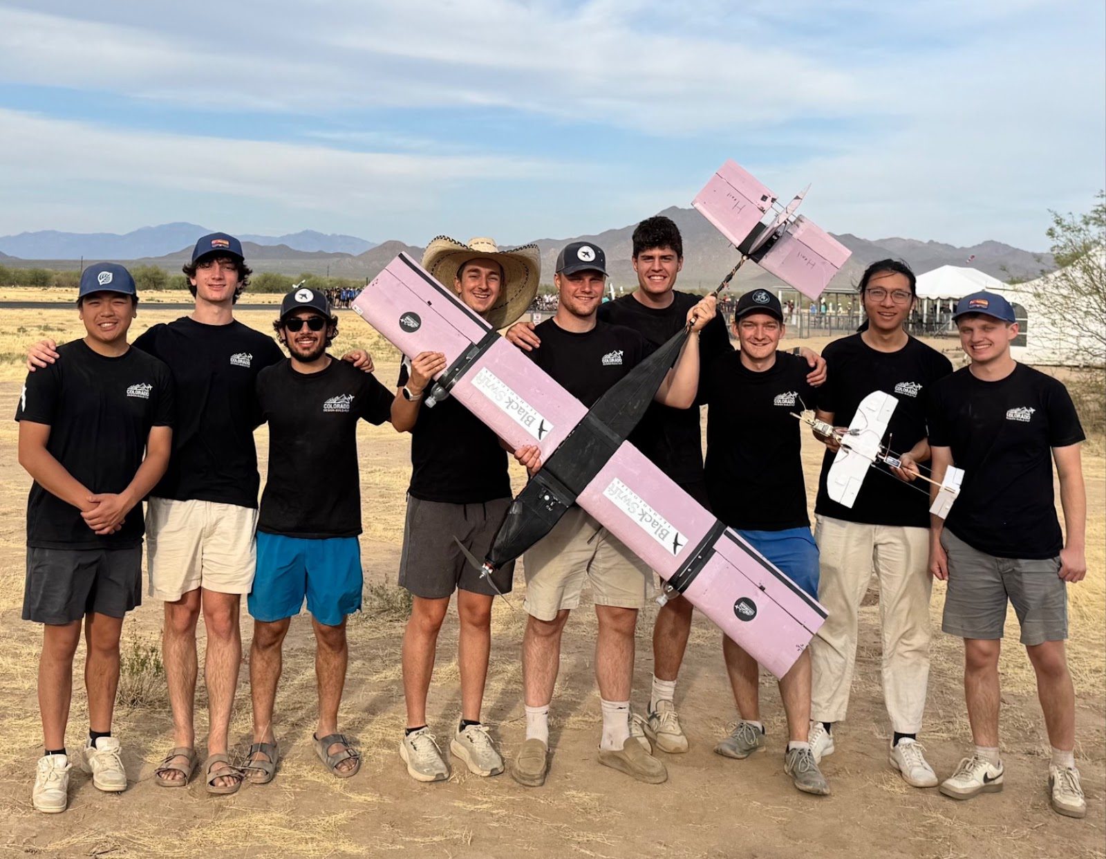 Colorado DBF team with the competition aircraft in Tucson