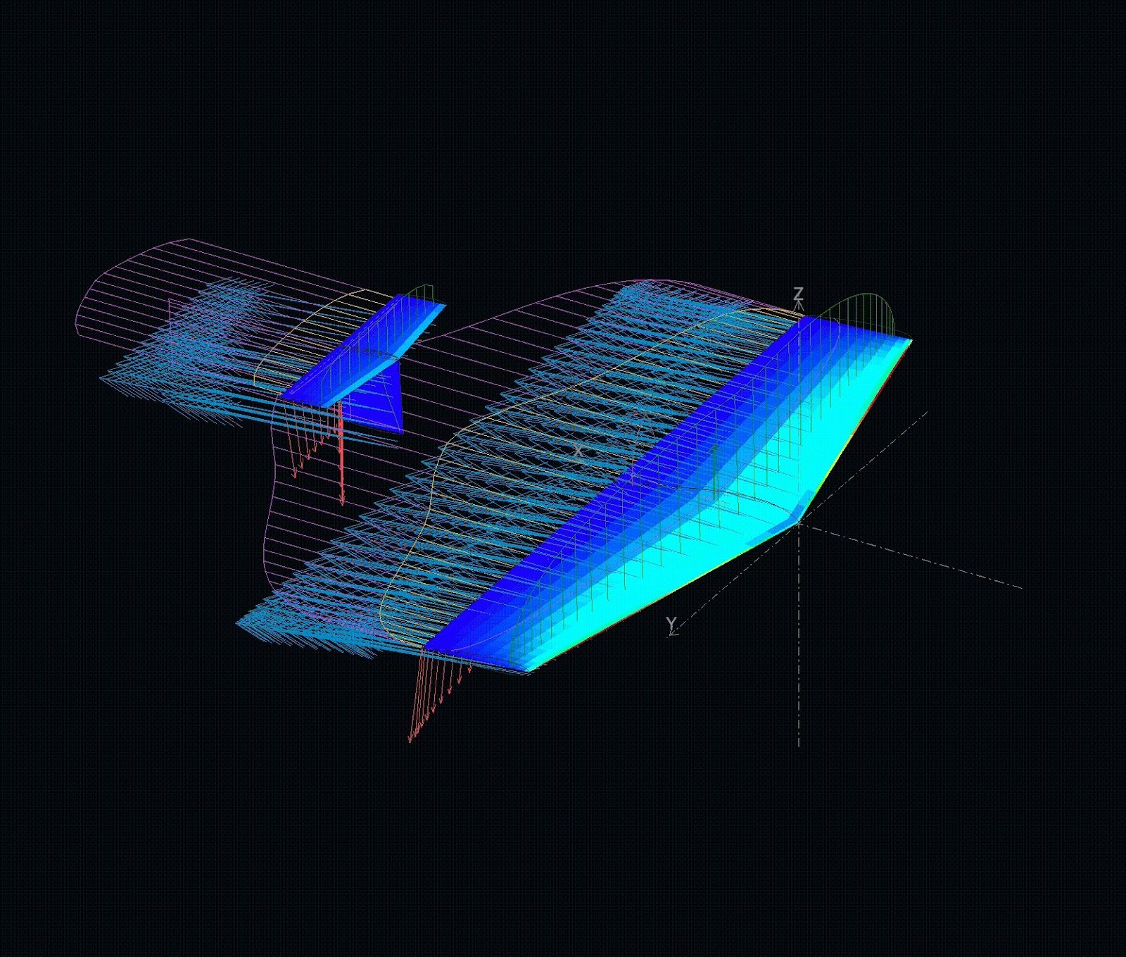 CFD pressure plot of the wing
