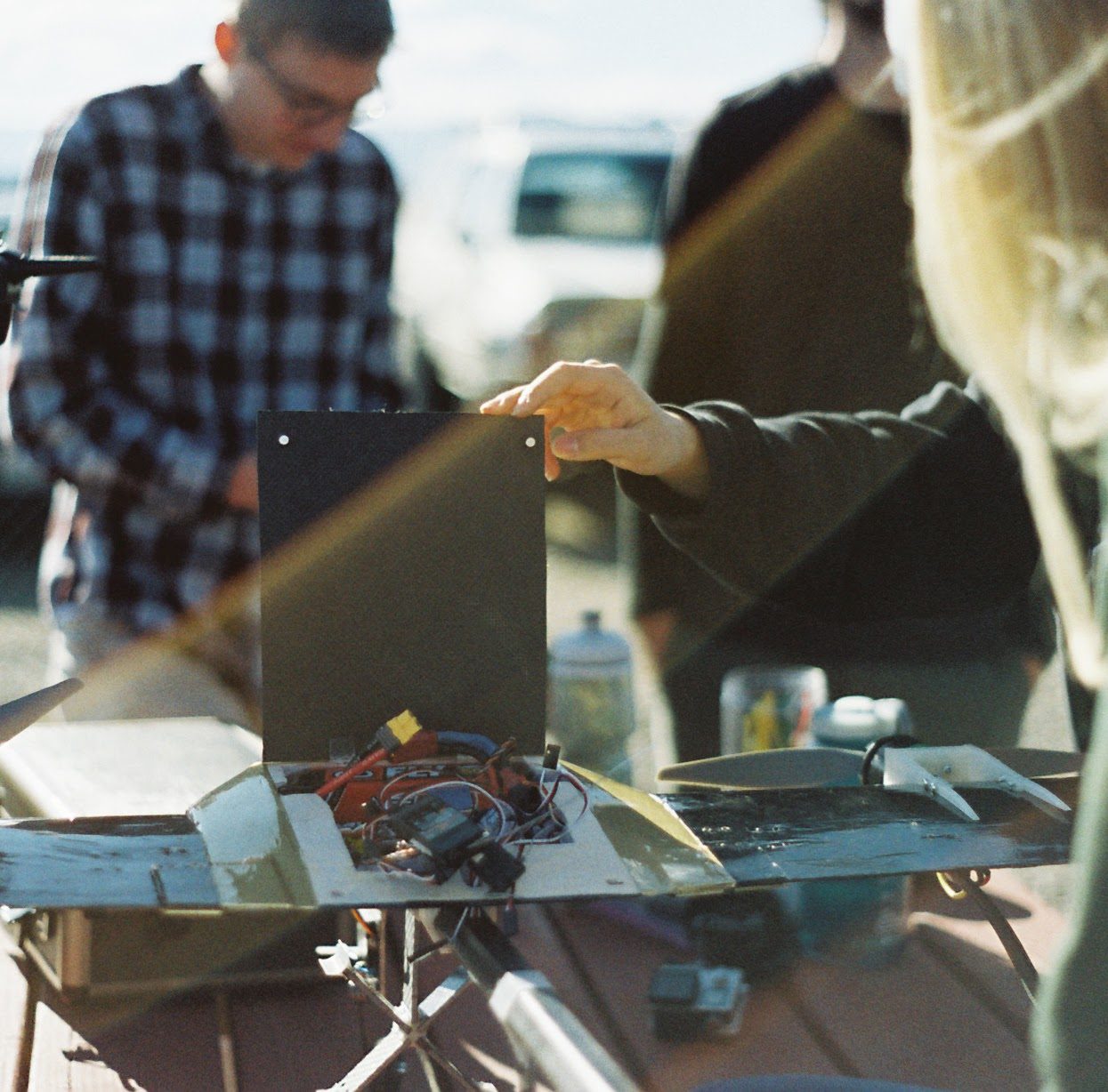 Avionics work on the aircraft at the field