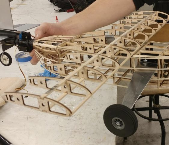 Balsa and plywood airframe structure under construction