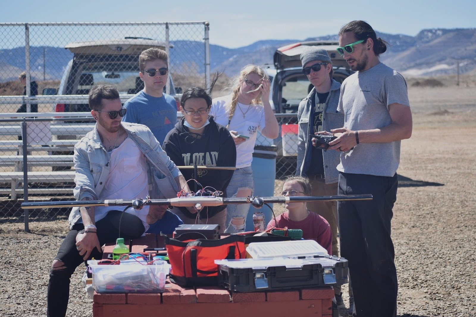 Colorado DBF team preparing the aircraft at the flight line